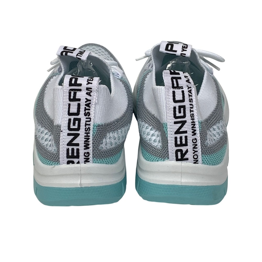 Zosivc Athletic Sneakers Girls 4 White Teal Gray Mesh Knit Running Shoes - Picture 4 of 8